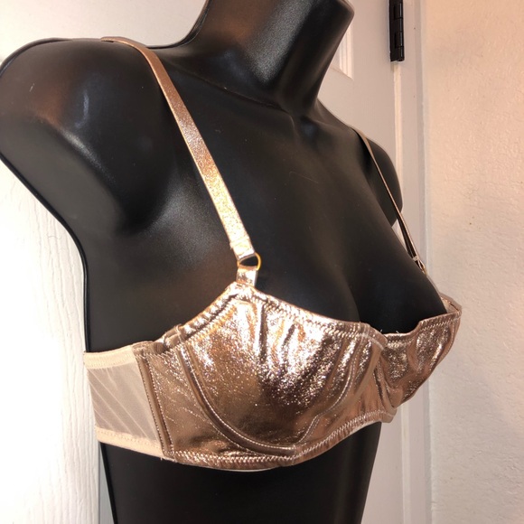 Rose Gold Faux Leather Demi Bra - Picture 4 of 11